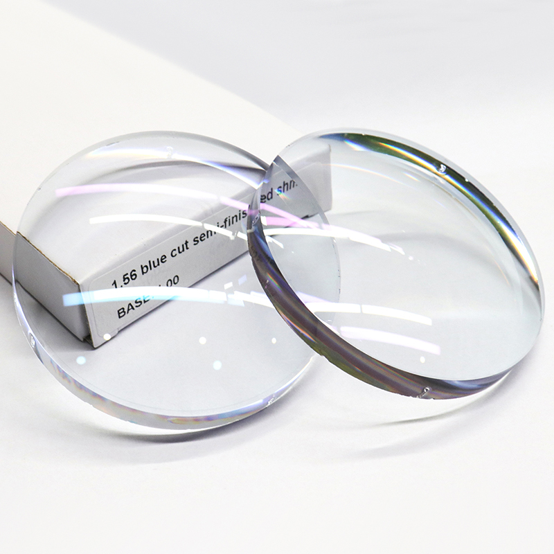 1,56 halvfärdig blå block enkelseende lins