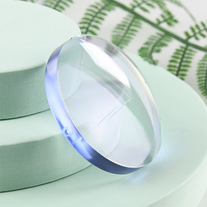 1,60 halvfärdig blå block enkelseende lins